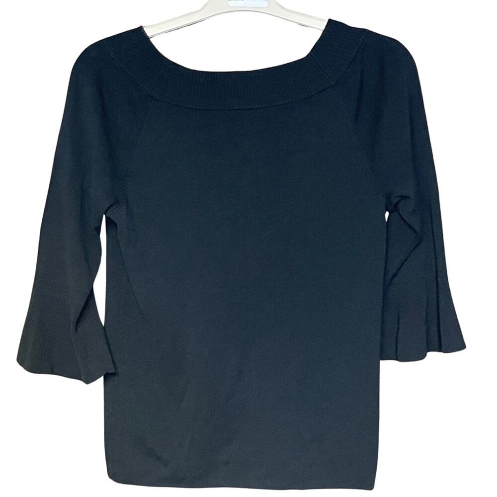 Talbots black sweater bell 3/4 sleeve crew neck size medium